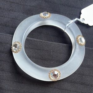 Frosted Lucite Bangle with Rhinestone Accents